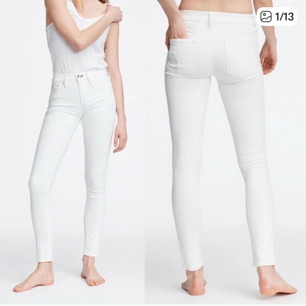 Rag & Bone White Mid-Waisted Skinny Jeans